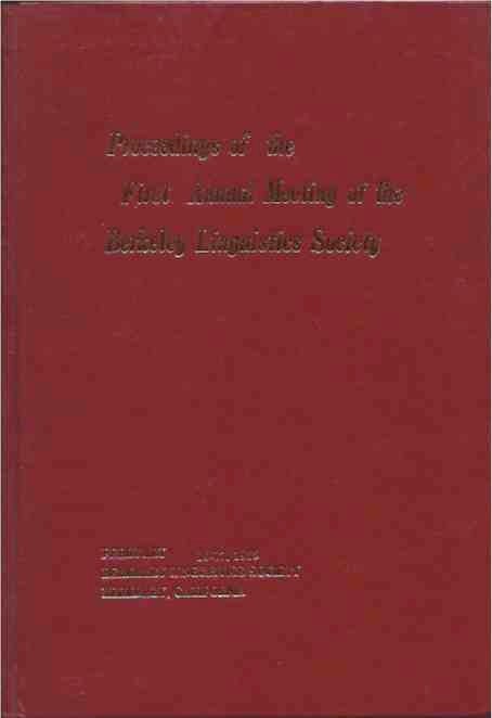 Item #39051 Proceedings of the Annual Meeting of the Berkeley Linguistics Society__Meetings 1 through 9 in 9 volumes. Cathy Cogen, eds.