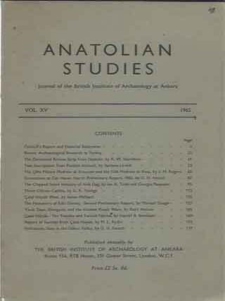 Item #41149 Anatolian Studies _ Journal of the British Institute of Archaeology at Ankars _ Vol...