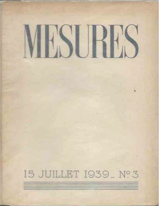 Item #44427 Mesures 15 juillet 1939 5e Annee- No 3. Henry Church