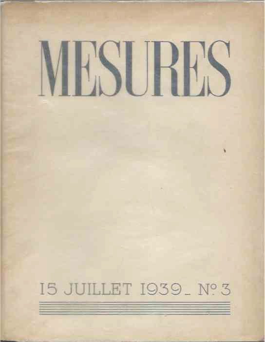 Item #44427 Mesures 15 juillet 1939 5e Annee- No 3. Henry Church.