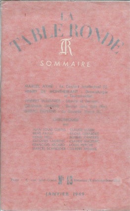 Item #46719 La Table Ronde No. 13 : Janvier 1949. Marcel Ayme, Henry de Montherland, Graham...