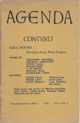 Item #46845 Agenda Vol. 3, No. 3 (December-January 1963/4). Ezra Pound, Theodore Roethke, Ted...