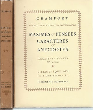 Item #48676 Maximes et Pensées, Caractères et Anecdotes (Ornements gravés de luce) (Deux Tomes...