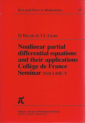 Item #49849 Nonlinear Partial Differential Equations and their Applications (Collège de France...