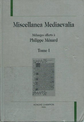 Item #53415 Miscellanea Mediaevalia, Tome I. Philippe Menard