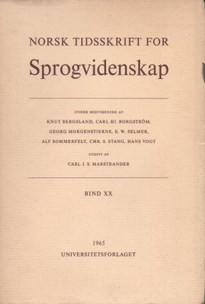 Item #55684 Norsk Tidsskrift for Sprogvidenskap__Bind XX. Carl J. S. Marstrander