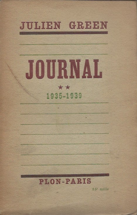 Item #59762 Journal 1935-1939. Julien Green.