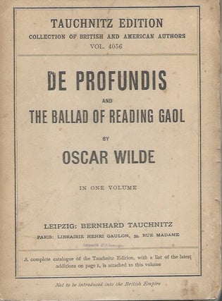 Item #61262 De Profundis and The Ballad of Reading Gaol. Oscar Wilde