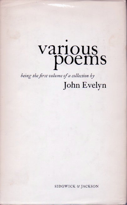 Item #63188 Various Poems. John Evelyn.