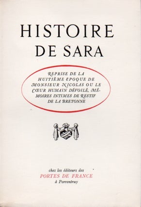 Item #65408 Histoire de Sara. P. O. Walzer, intr