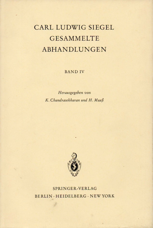 Item #65852 Carl Ludwig Siegel Gesammelte Abhandlungen. K. Chandrasekharan, H. Maab.