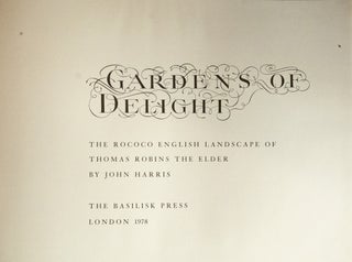 Gardens of Delight_ the Rococo English Landscape of Thomas Robins the Elder_Volume 1 only
