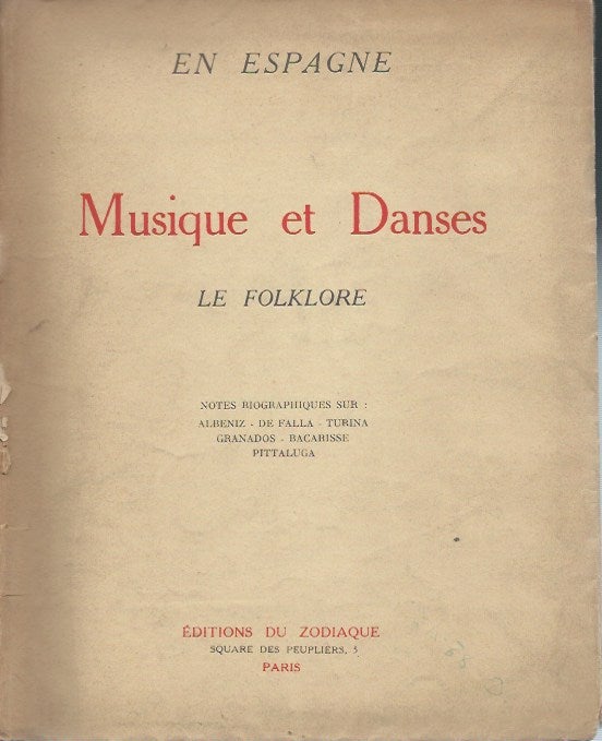 Item #71654 En Espagne: Musique et Danses, le folklore. Albeniz.