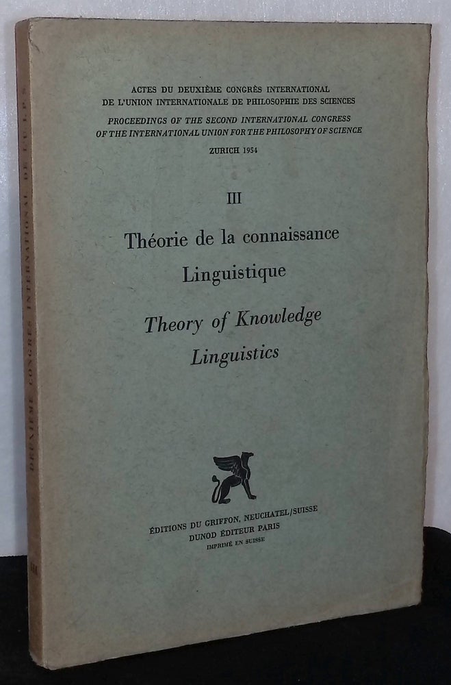 Item #75956 Theorie de la Connaissance Linguistique/Theory of Knowledge Linguistics. Jacques Moreau.