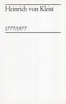Item #78996 Heinrich von Kleist_ 1777/1977. Curt Hohoff, Patricia Crampton, trans