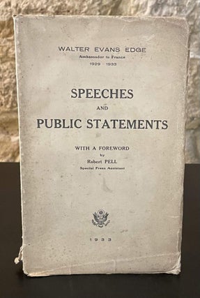Item #80103 Speeches and Public Statements. Walter Evans Edge, Robert Pell