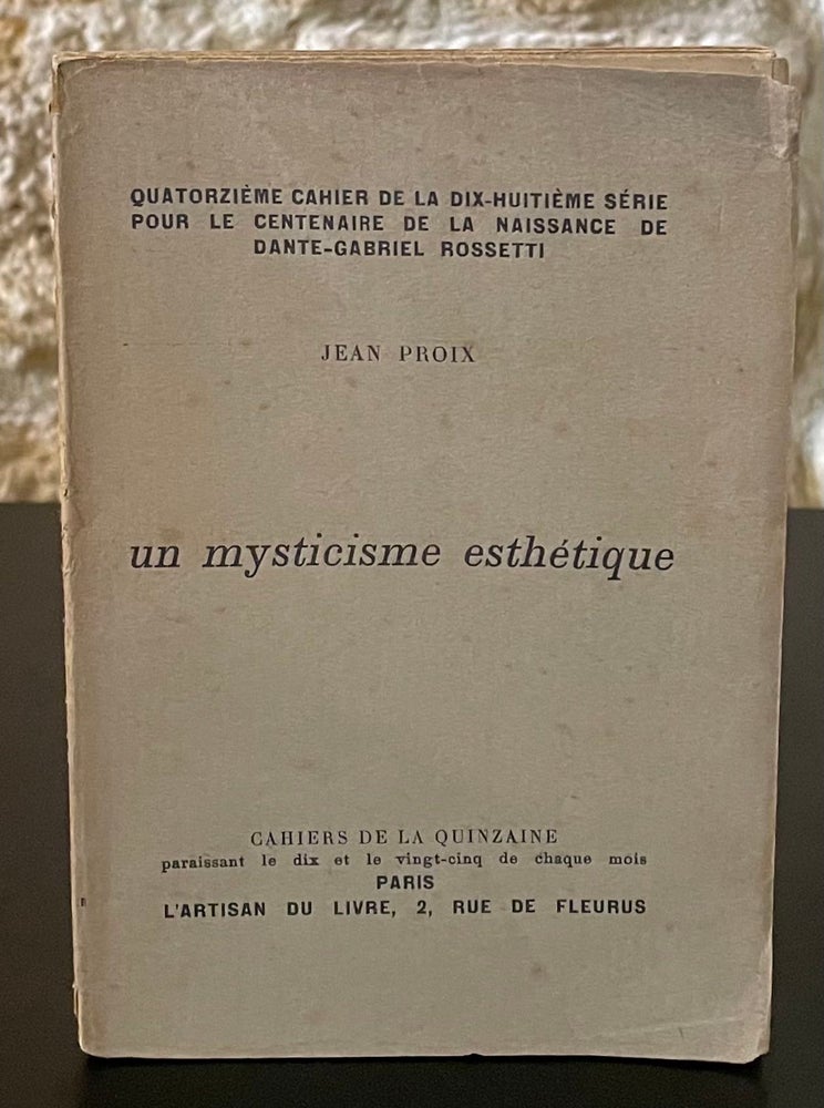 Item #80480 Un Mysticisme Esthetique. Jean Proix.