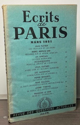 Item #87761 Ecrits de Paris _ Mars 1951. N/A